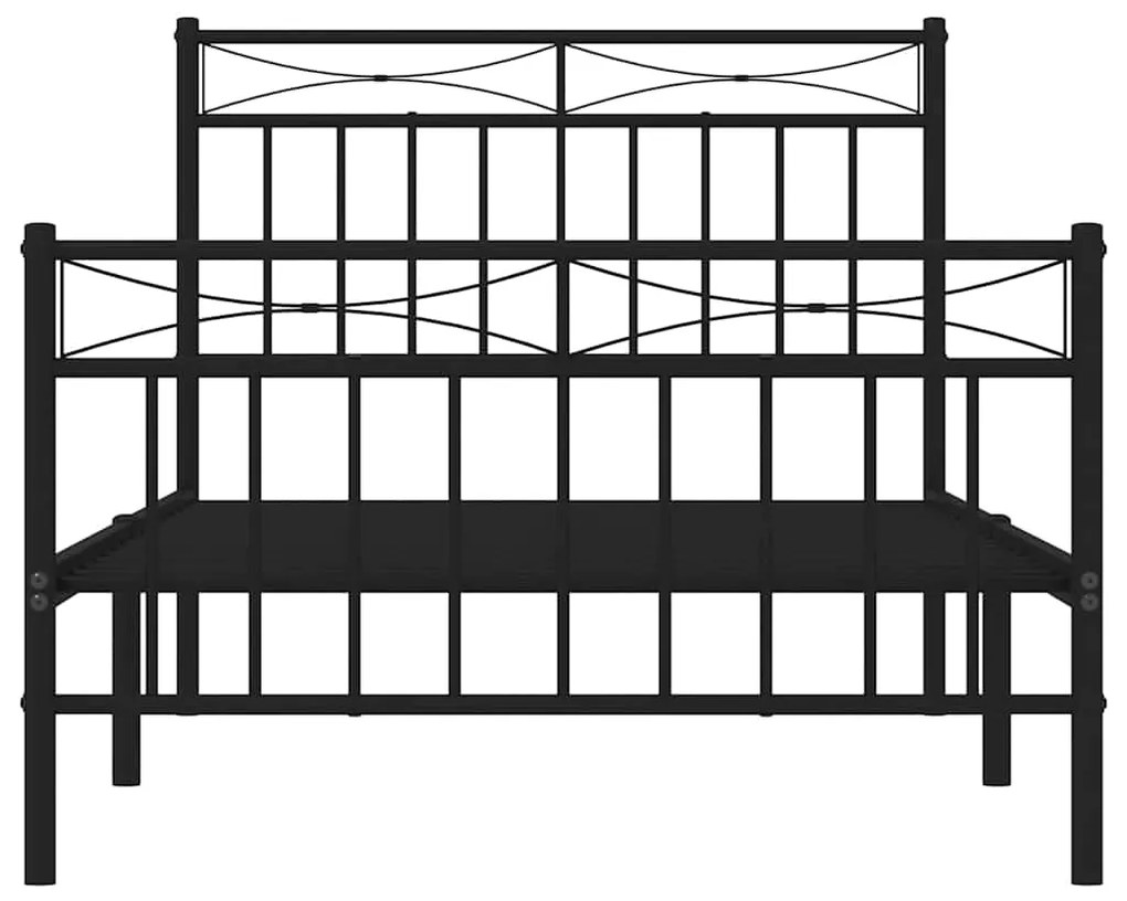 Estrutura de cama com cabeceira e pés 100x190 cm metal preto