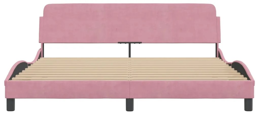 Estrutura cama c/ cabeceira sem colchão 180x200 cm veludo rosa