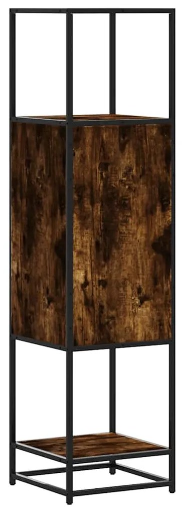 Armário alto 35,5x35x139 cm madeira e metal carvalho fumado