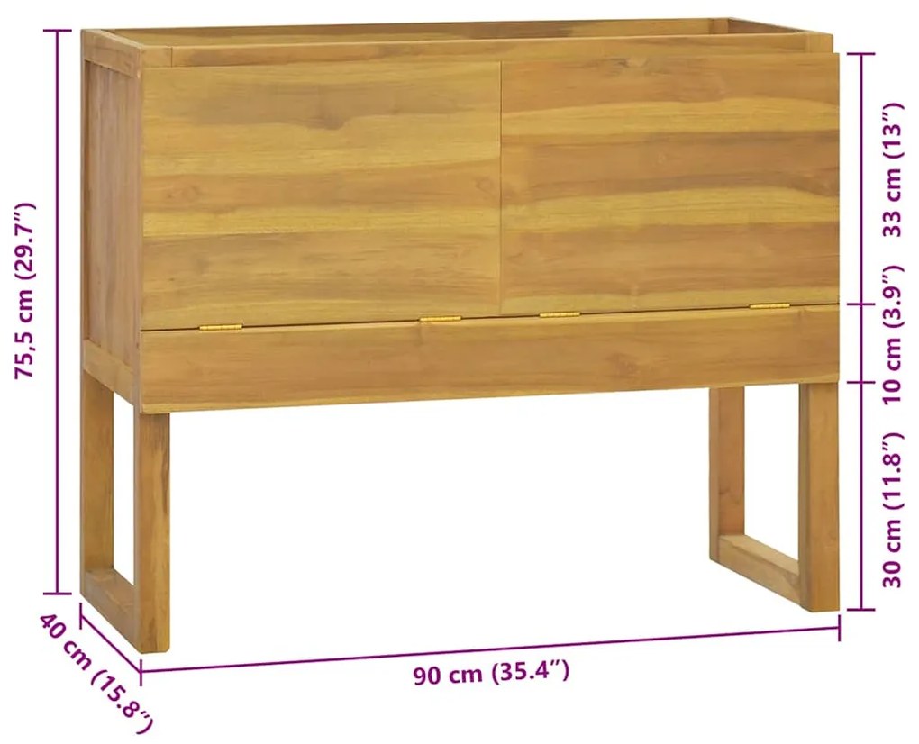 Armário de casa de banho 90x40x75,5 cm madeira de teca maciça