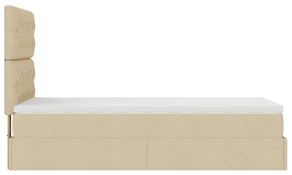Cama otomana com colchão 100x200 cm tecido creme