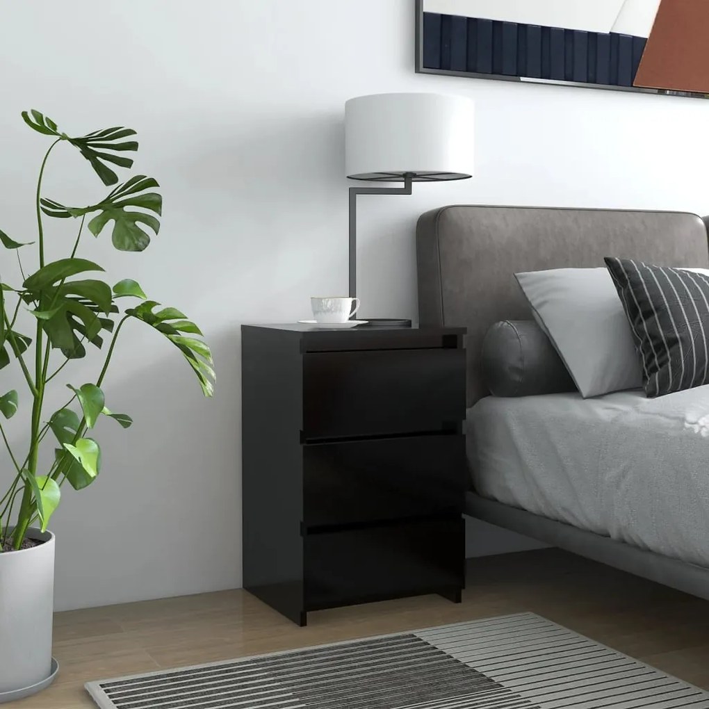 806213 vidaXL Mesa de cabeceira 40x35x62,5 cm contraplacado preto