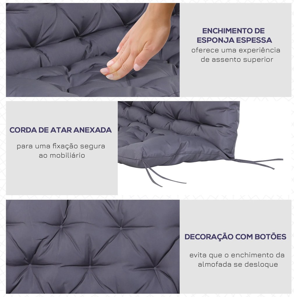 Almofada para Banco com Encosto 120x110x12cm Almofada de Banco de 2 Lu
