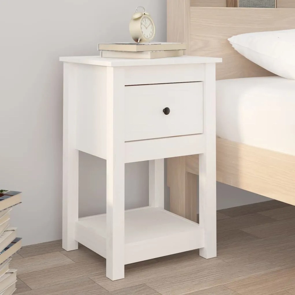 Mesas de cabeceira 2 pcs 40x35x61,5 cm pinho maciço branco