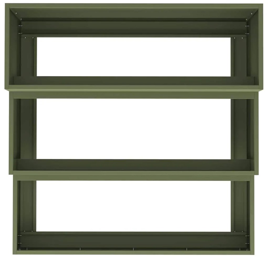 Vaso de Jardim 3 Andares 90x90x35 cm Verde Oliva Aço