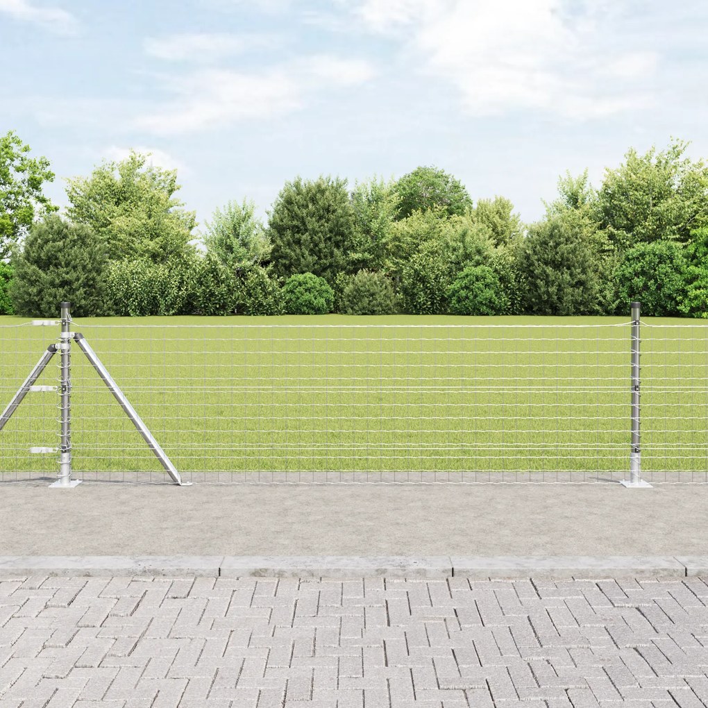 Cerca Euro com 13 Postes Flangeados 0.4x25 m de Aço Galvanizado