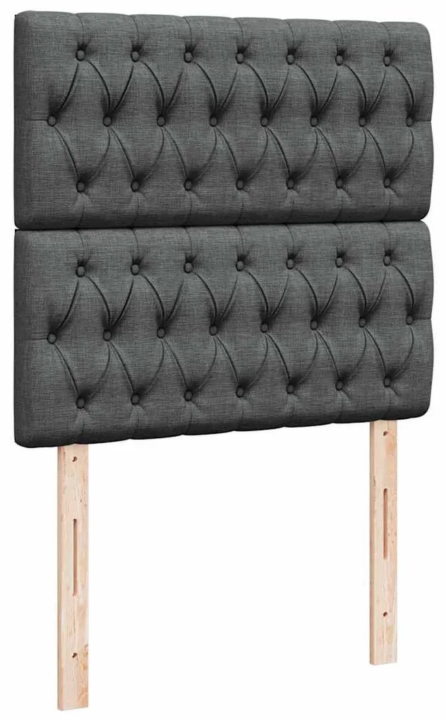 Cama otomana com colchão & LEDs 90x200cm tecido cinzento escuro