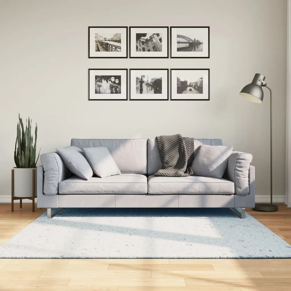 vidaXL Tapete pelo curto macio e lavável HUARTE 160x160 cm azul