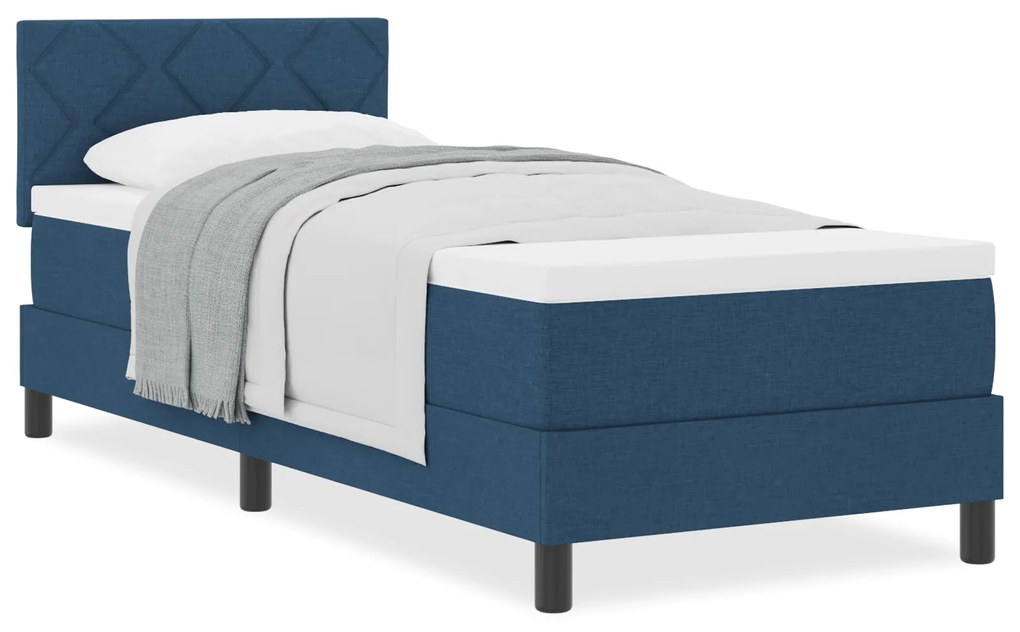 Cama Box Spring com Colchão Azul 80x200 cm Tecido
