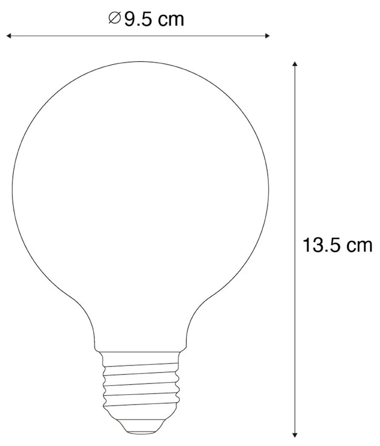 Conjunto de 5 Lâmpadas LED E27 Filamento Espiral Regulável G95 4W 270LM 2700K