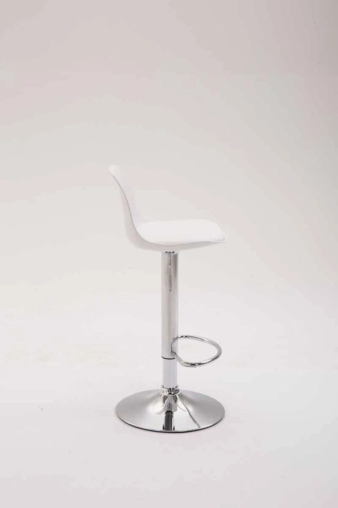 Banco alto Kiel em couro sintético 39 x 82-104 x 43 cm Branco