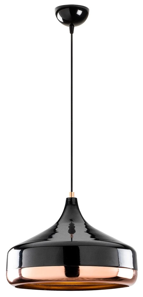 Candeeiro de Teto Yildo – Preto e Cobre – Diâmetro 36 cm, Altura 122 c