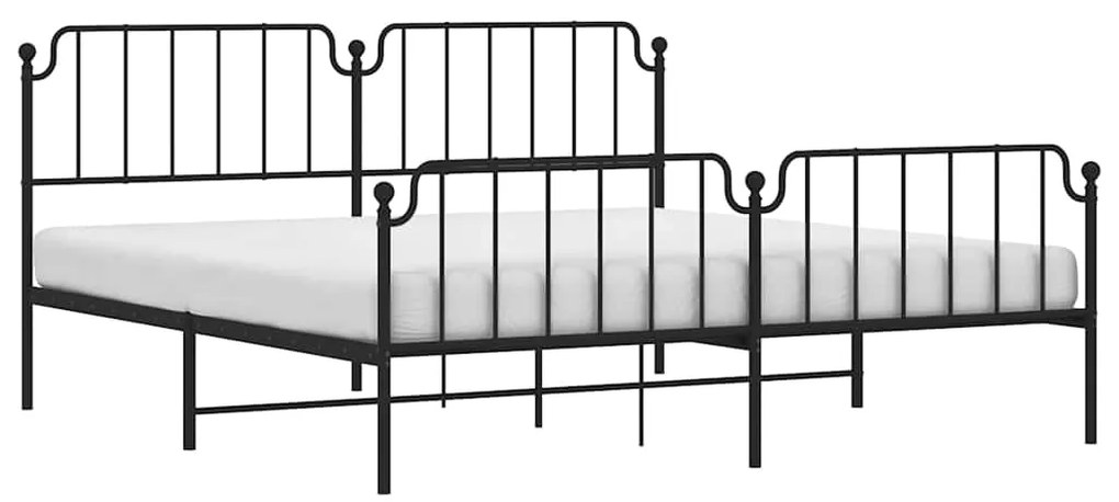 Estrutura de cama com cabeceira e pés 193x203 cm metal preto