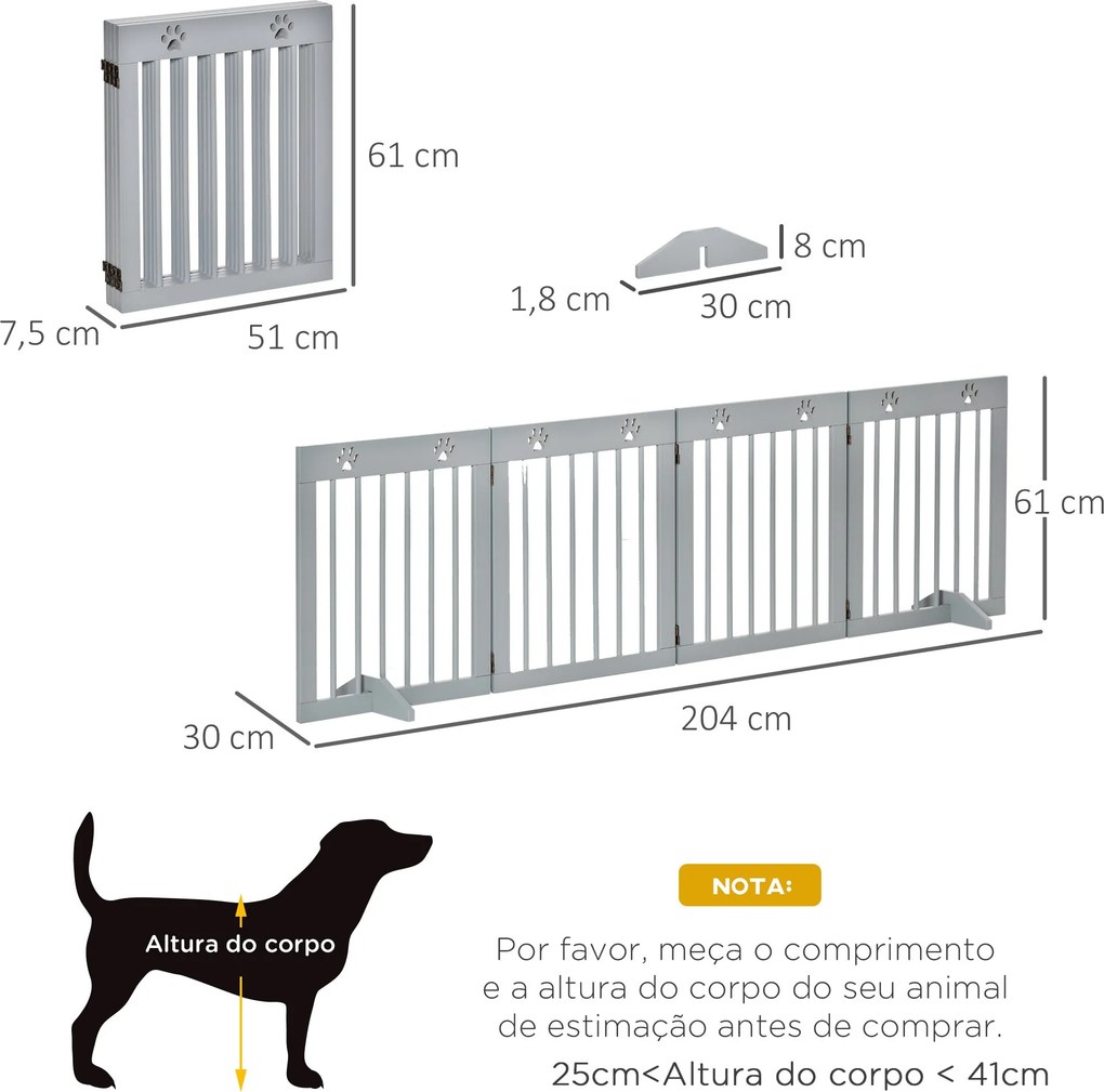 PawHut Barreira de Segurança Dobrável para Cães Grade de Proteção de 4