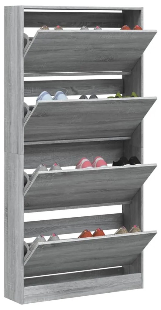 Sapateira c/ 4 gavetas articuladas 80x21x163,5 cm cinza sonoma