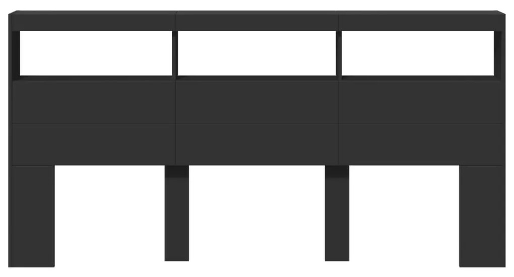 Armário de cabeceira com luzes LED 200x17x102 cm preto