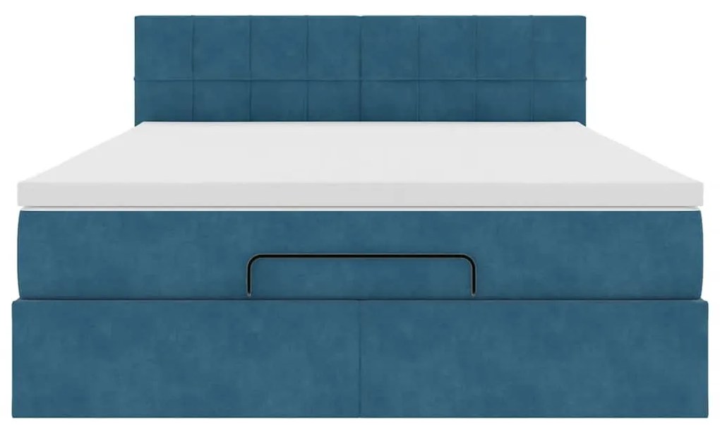 Estrutura de cama otomana com colchão 140x200 cm azul escuro