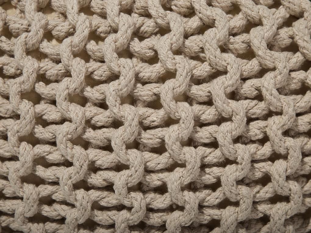 Pufe redondo em tricot creme 50 x 35 cm CONRAD Beliani