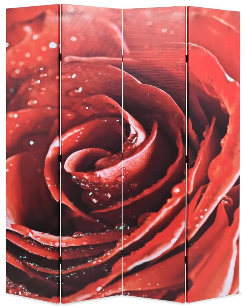 245894 vidaXL Biombo dobrável com estampa de rosa vermelha 160x170 cm