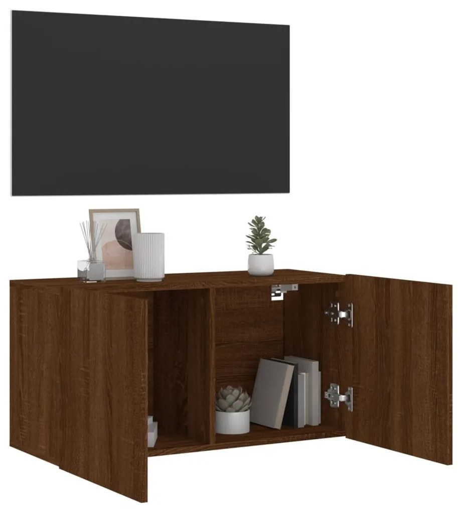 Móvel de parede para TV 80x30x41 cm carvalho castanho