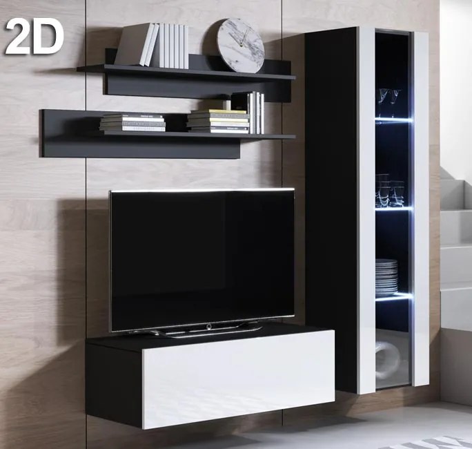 Conjunto de Móveis de Sala Nespereira – 1,6 m – Modular em Preto e Bra