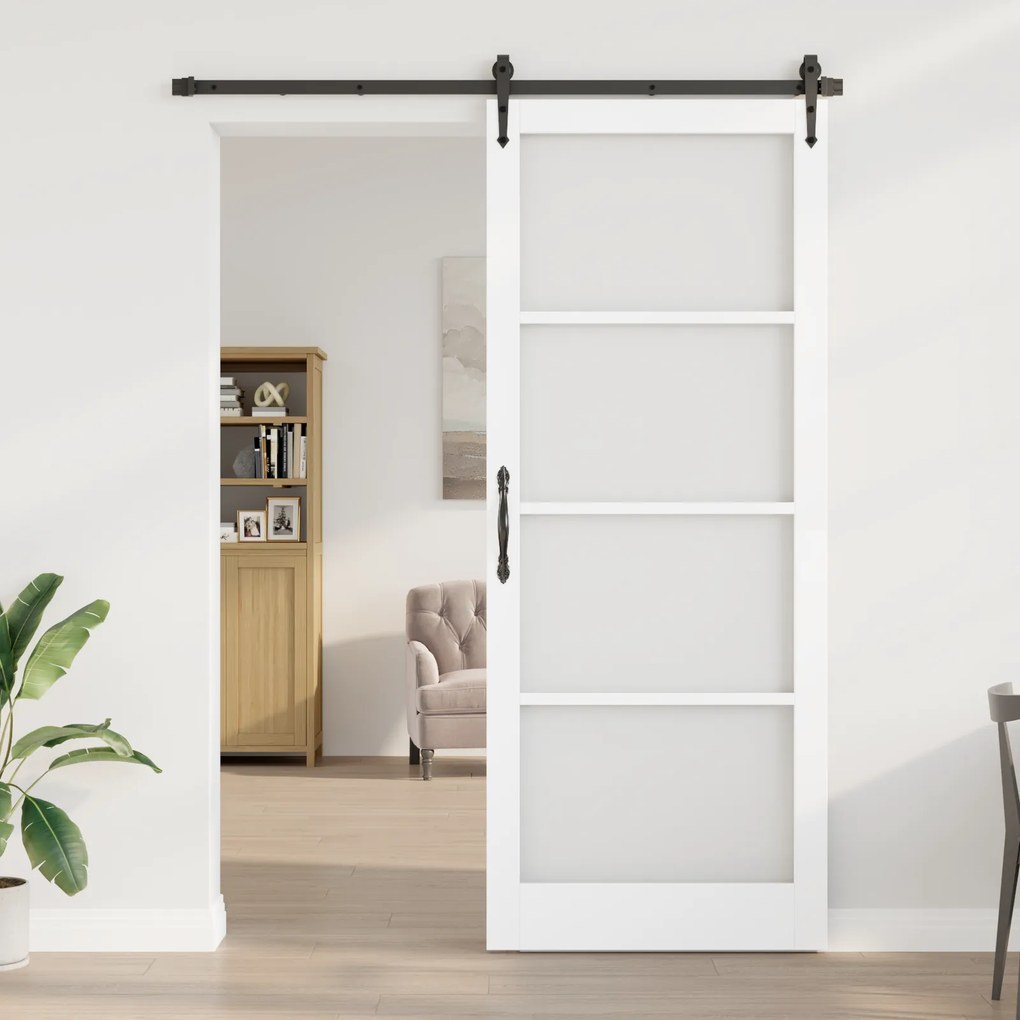Porta Deslizante vidaXL com Conjunto de Hardware Branca 93x232 cm Made