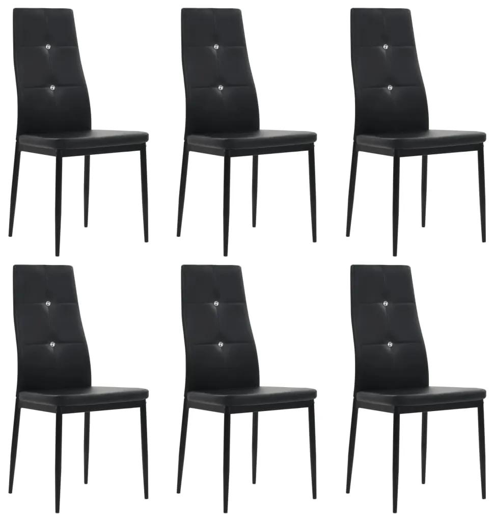 Conjunto de 6 Cadeiras de Jantar Vigo em Couro Artificial - Preto - De