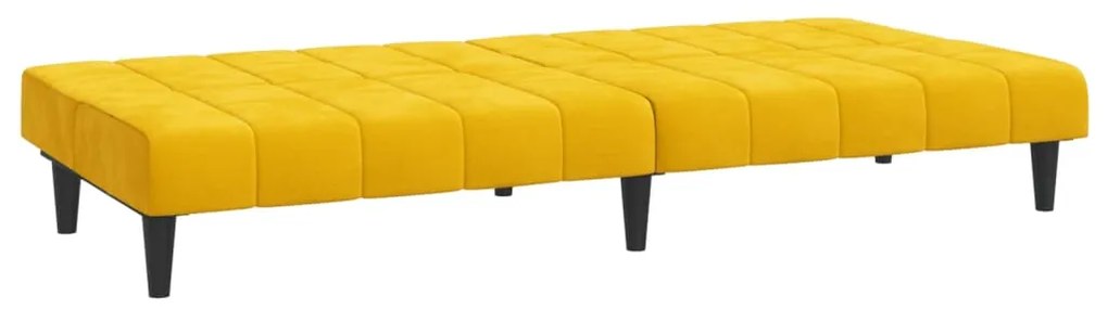 Sofá-cama de 2 lugares veludo amarelo