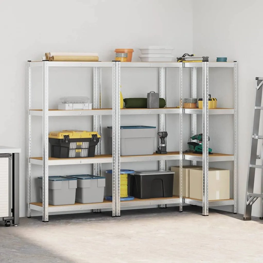 Prateleiras de armazenamento de 4 camadas 3 pcs aço prateado