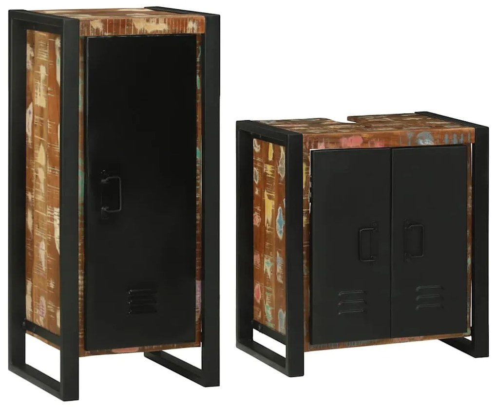 vidaXL Conjunto de Móveis para Banheiro com prateleira com porta 2 pcs