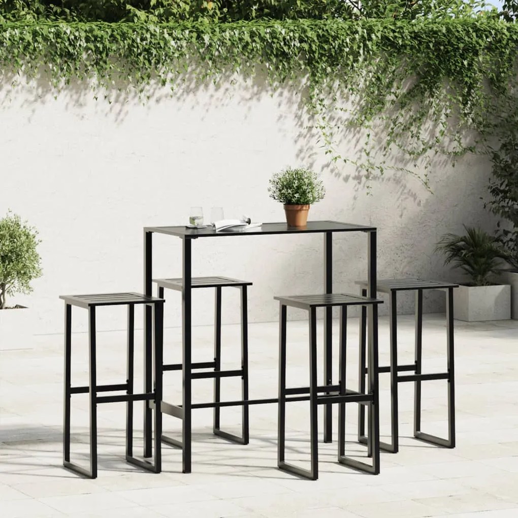 Bancos de bar 4 pcs 38x38x80 cm aço revestido a pó preto