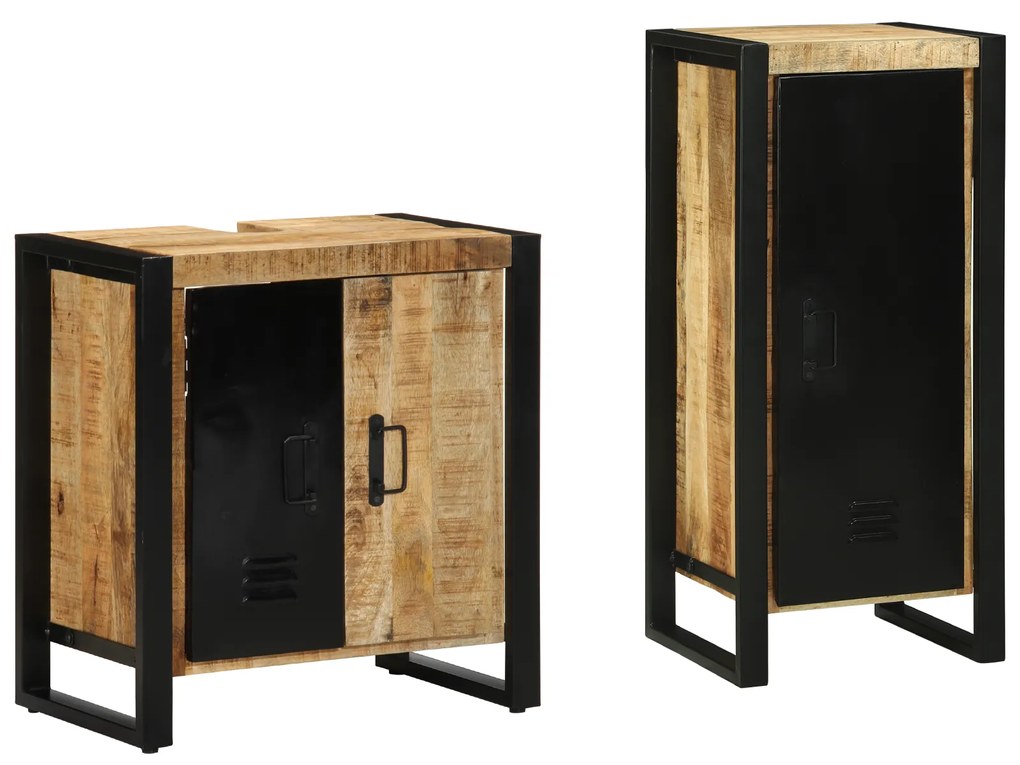 vidaXL Conjunto de Móveis para Banheiro 2 pcs Madeira de manga maciça