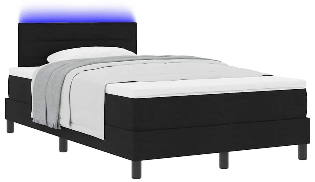 Cama Box com Colchão e LED Preto 120x200 cm Tecido