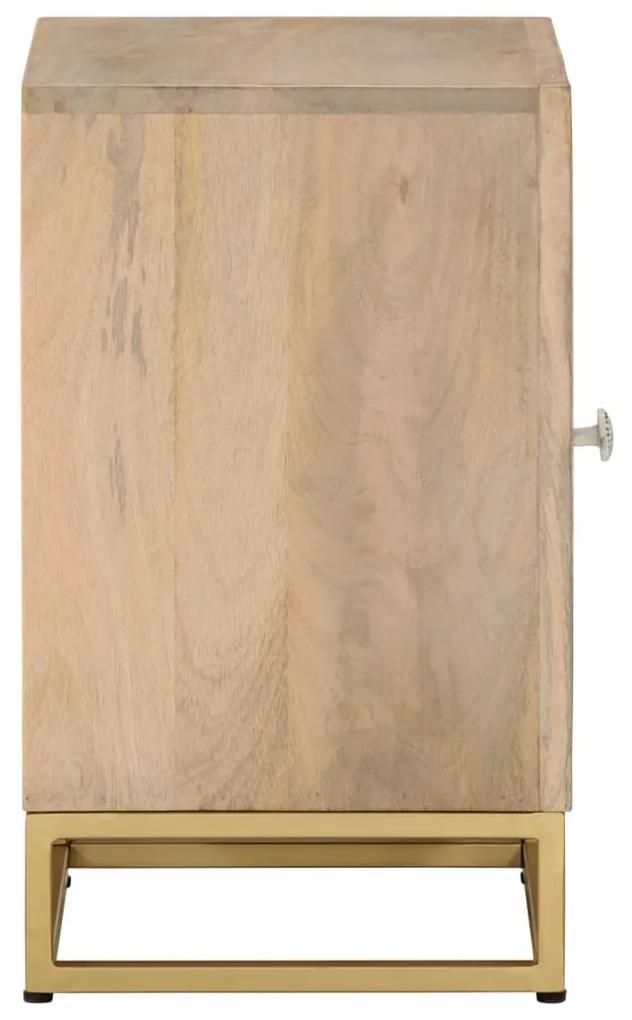 Mesa de cabeceira 40x30x50 cm madeira de mangueira maciça/ferro