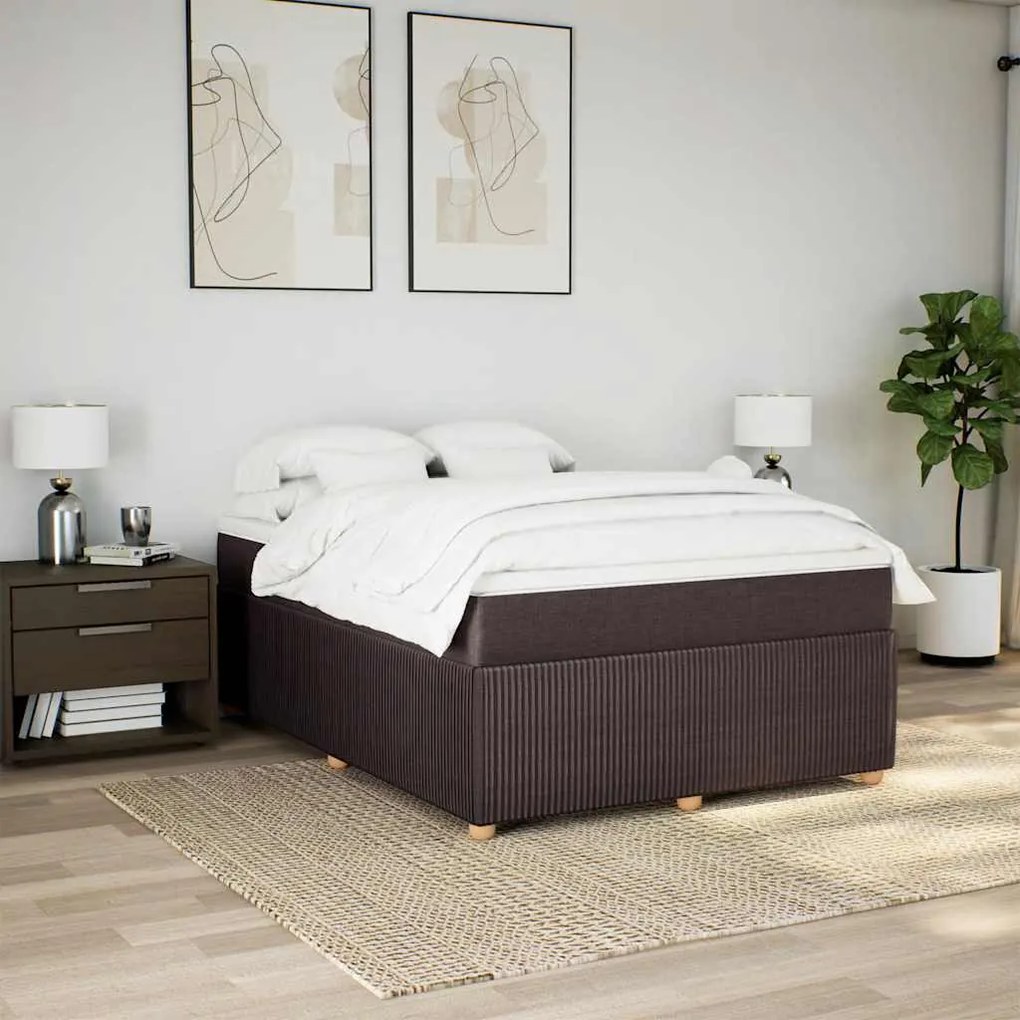 Cama com molas/colchão 140x200 cm tecido castanho-escuro