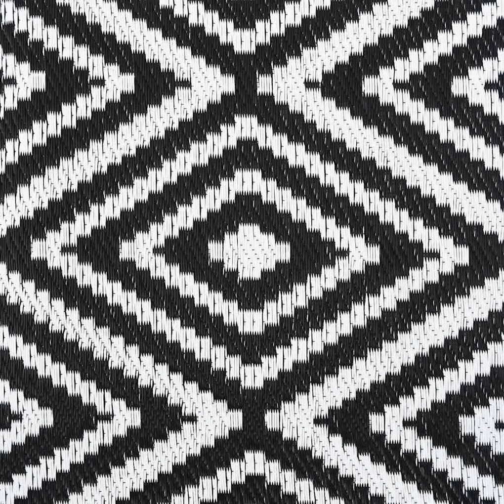 Tapete de exterior 190x290 cm ARAKIL PP branco e preto