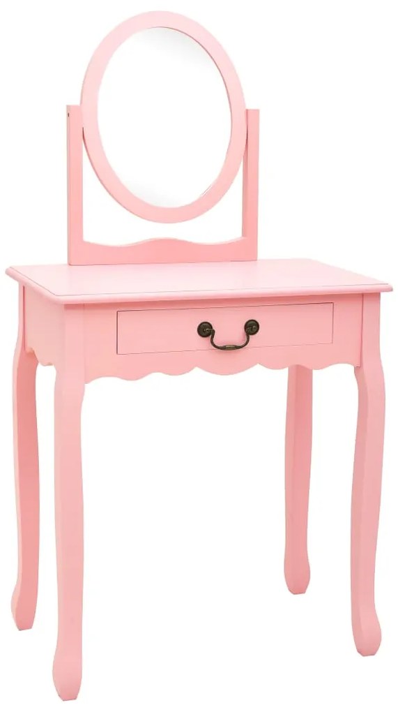 Toucador c/ banco 65x36x128 cm MDF e madeira de paulownia rosa
