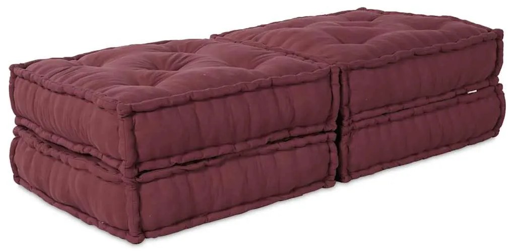 vidaXL Puff Modular 2 Peças em Tecido Vinho da