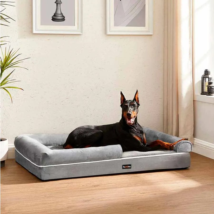 Cama ortopédica para cães 120 x 85 x 25 cm cinzento claro