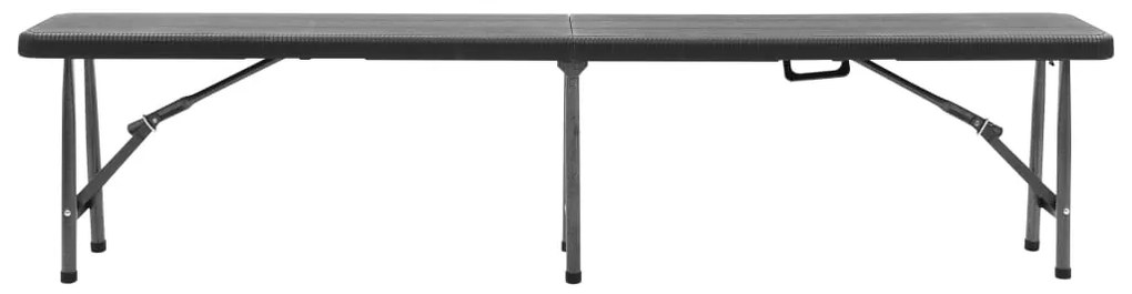 Bancos de jardim dobráveis 2 pcs 180 cm PEAD preto
