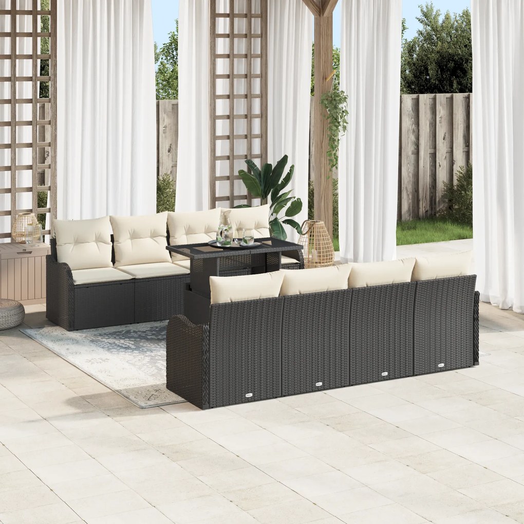 Conjunto de Sofá de Jardim com Almofadas vidaXL 10 Peças Rattan Poliés