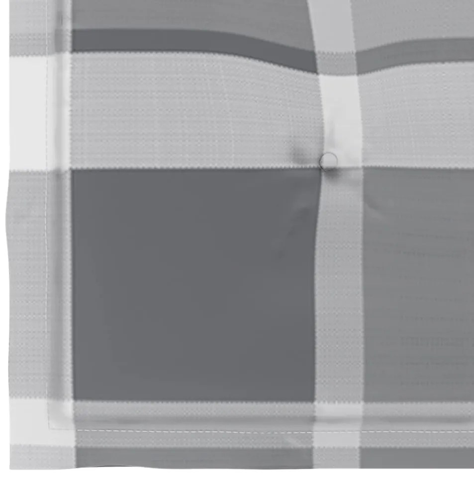 Cadeiras de jardim c/ almofadões xadrez cinzento 4 pcs teca