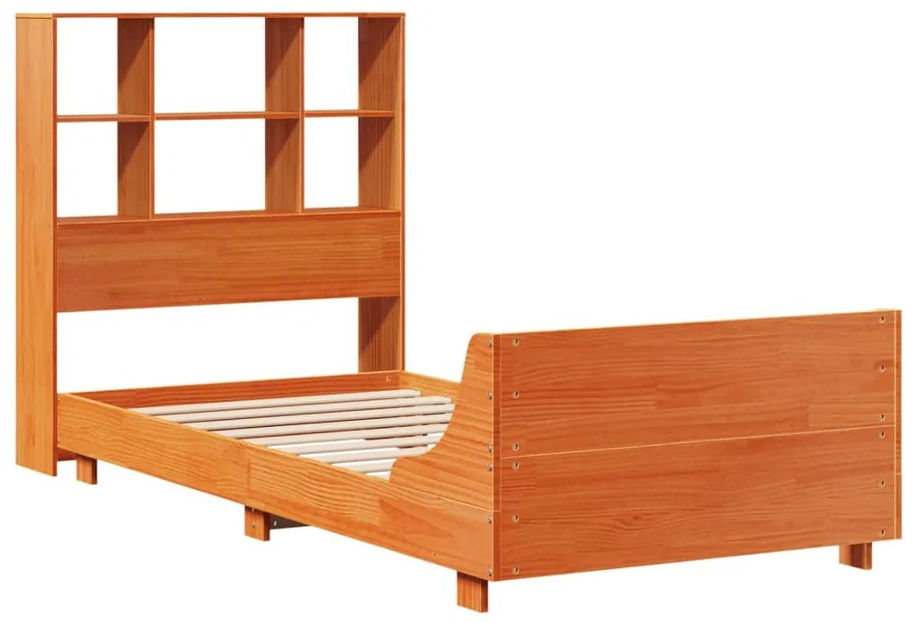 Cama sem colchão 100x200 cm pinho maciço castanho-mel