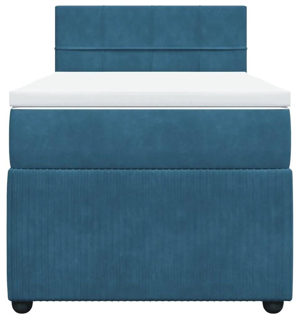 Cama boxspring com colchão 90x200 cm veludo azul