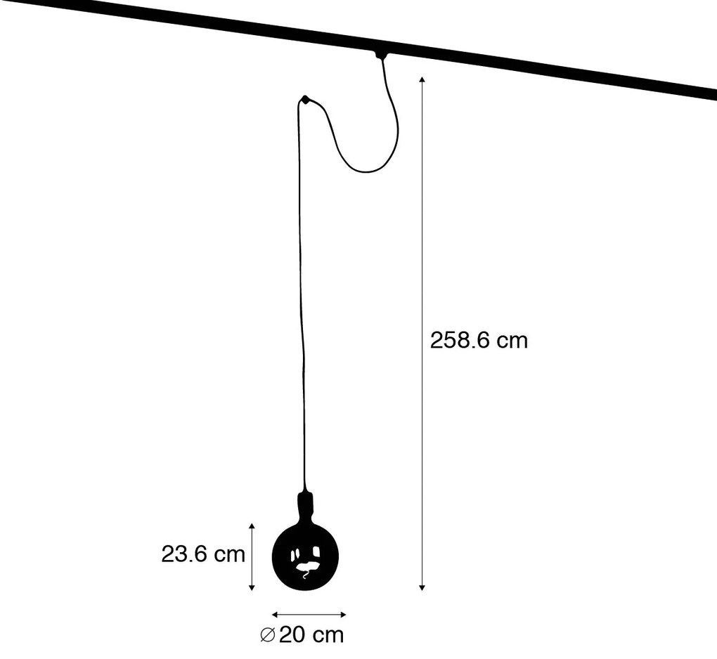 Candeeiro de suspensão com trilho de suspensão preto incl. LED G200 - Cavalux Industrial