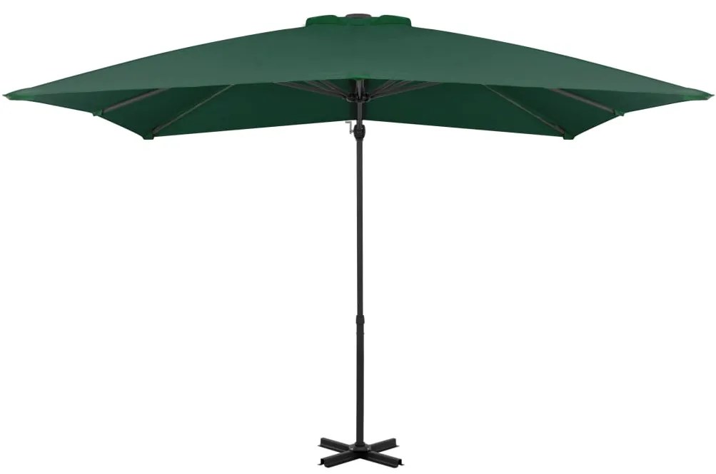 Guarda-sol cantilever com poste alumínio 250x250 cm verde