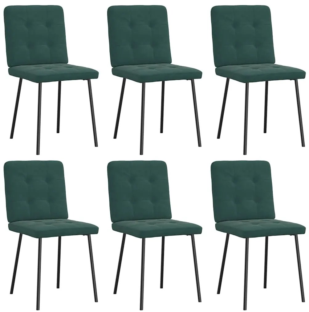 Cadeiras de jantar 6 pcs veludo verde-escuro