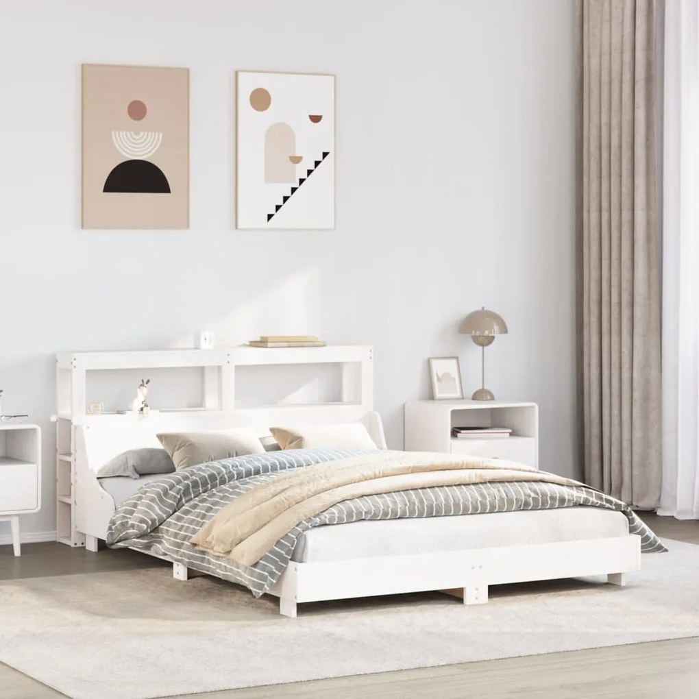 vidaXL Cama sem colchão 160x200 cm madeira de pinho maciça branco