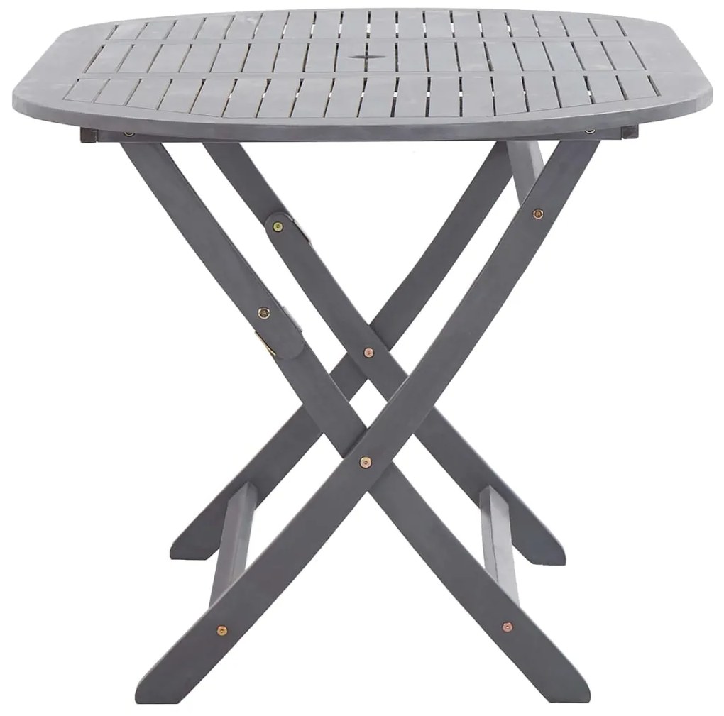 7 pcs conjunto de jantar jardim madeira acácia maciça cinzento