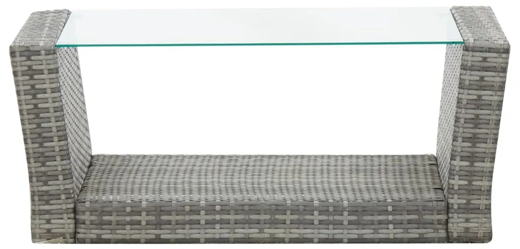 4 pcs conjunto lounge de jardim c/ almofadões vime PE cinzento